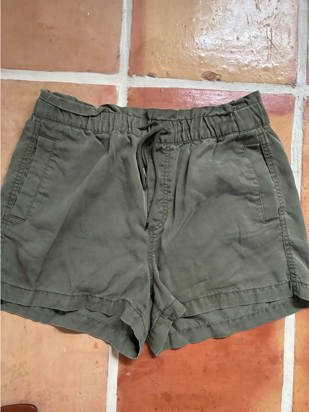 LOFT Olive Green Elastic Waist Shorts